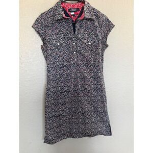 Y2K Tommy Jeans Floral Mini Shirt Dress Navy Blue Red Sz Med Feminine Preppy